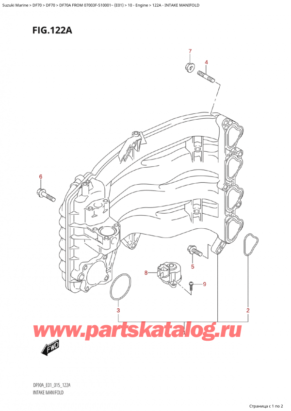  ,   , Suzuki Suzuki DF70A TS / TL FROM 07003F-510001~  (E01) - 2015  2015 , Intake Manifold /  