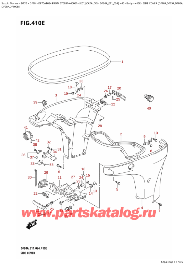  ,   , Suzuki DF70A TL / TX FROM 07003F-440001~ (E01 024), Side  Cover  (Df70A,Df75A,Df80A, -   (Df70A, Df75A, Df80A,