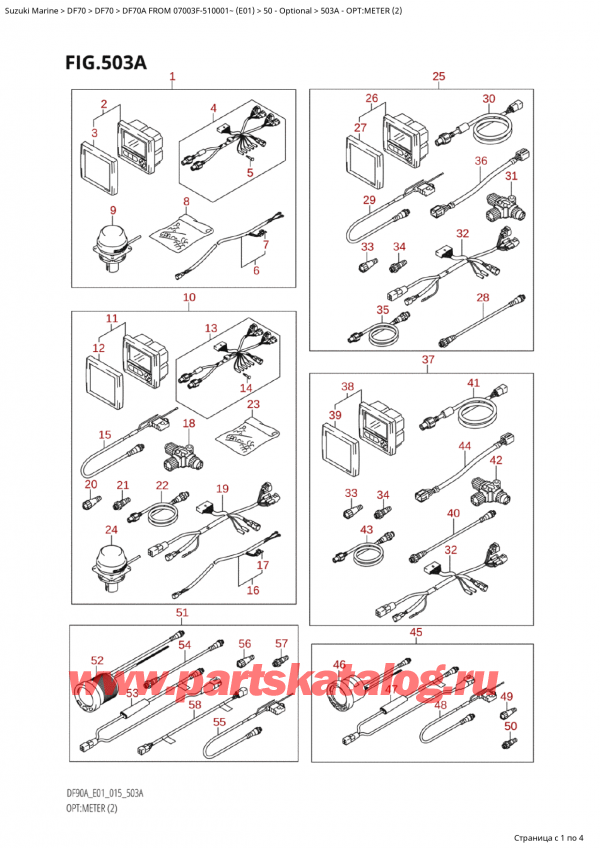   , , Suzuki Suzuki DF70A TS / TL FROM 07003F-510001~  (E01) - 2015  2015 , Opt:meter (2) - :  (2)