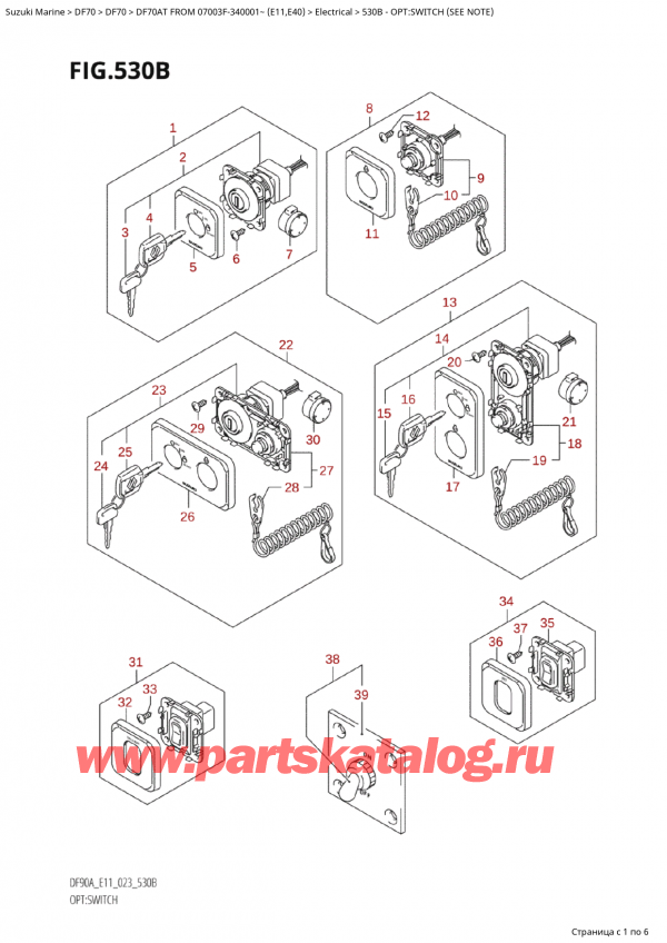  ,   , Suzuki Suzuki DF70A TS / TL FROM 07003F-340001~ (E11) - 2023, Opt:switch (See Note)