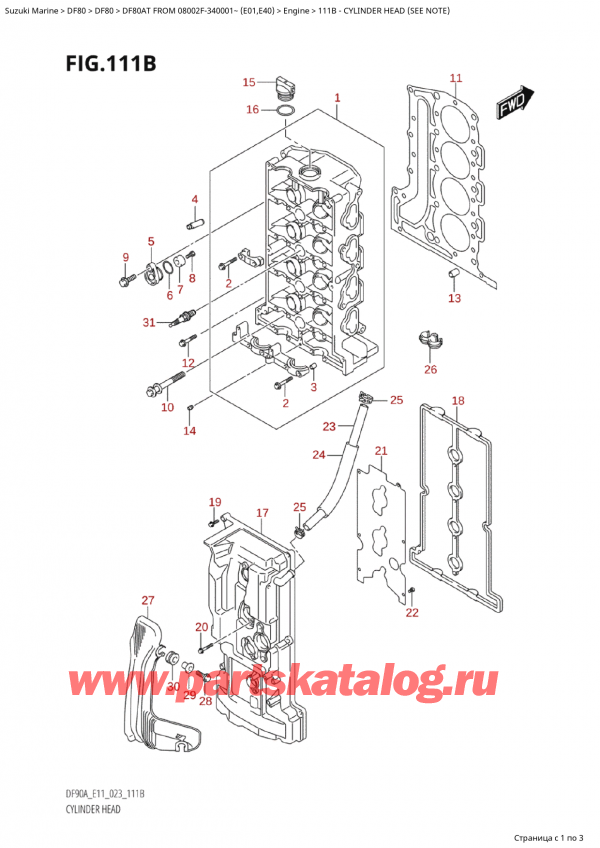  ,    , Suzuki Suzuki DF80A TS / TL FROM 08002F-340001~ (E01) - 2023  2023 , Cylinder Head (See Note)