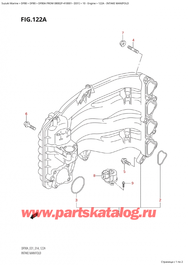  ,   ,  Suzuki DF80A TS / TL FROM 08002F-410001~  (E01) - 2014, Intake Manifold