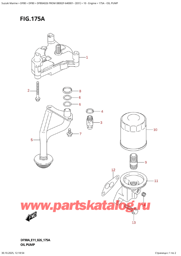  ,   , Suzuki DF80A TS / TL FROM 08002F-640001~ (E01 026)  2026 , Oil  Pump