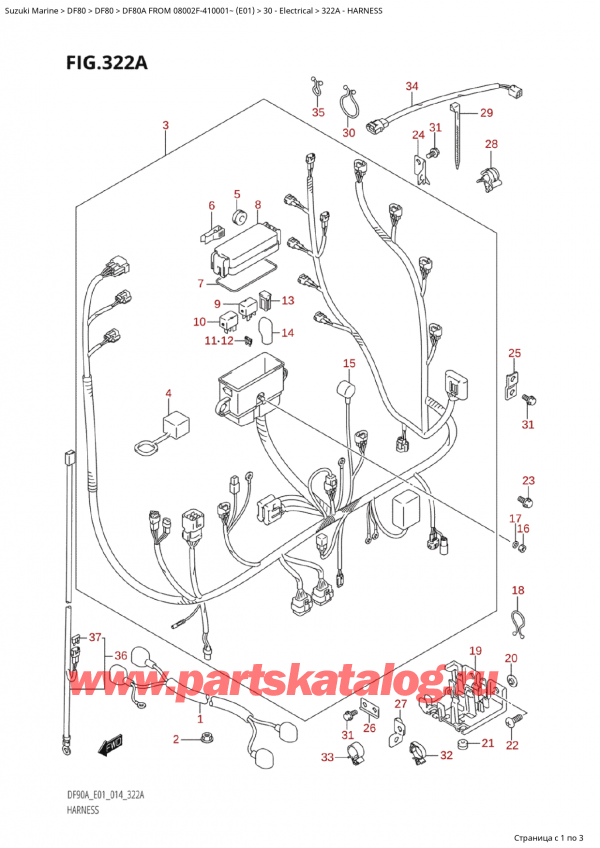  ,  ,  Suzuki DF80A TS / TL FROM 08002F-410001~  (E01) - 2014, Harness