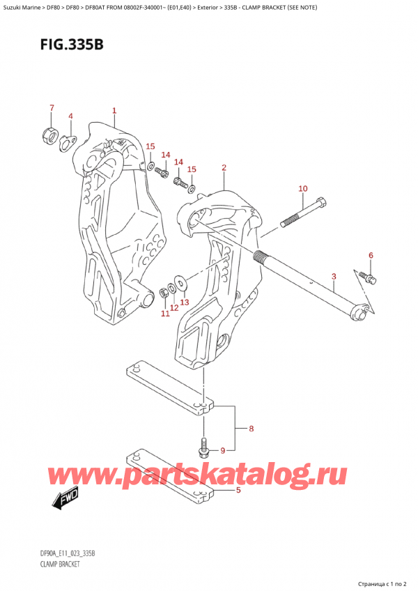   ,   , Suzuki Suzuki DF80A TS / TL FROM 08002F-340001~ (E01) - 2023, Clamp Bracket (See Note) /   (See Note)