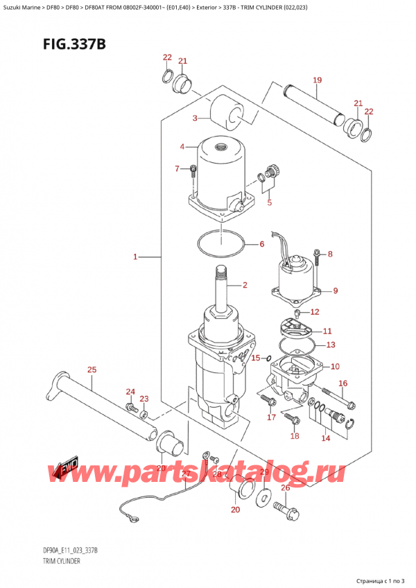  ,   , Suzuki Suzuki DF80A TS / TL FROM 08002F-340001~ (E01) - 2023,   (022, 023) / Trim Cylinder (022,023)