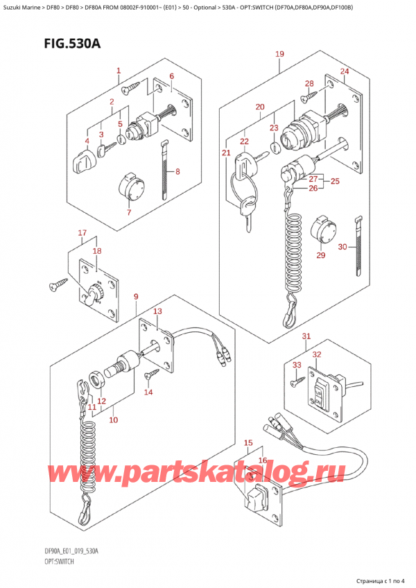  ,   , Suzuki Suzuki DF80A TS / TL FROM 08002F-910001~  (E01) - 2019  2019 , Opt:switch (Df70A,Df80A,Df90A,Df100B)