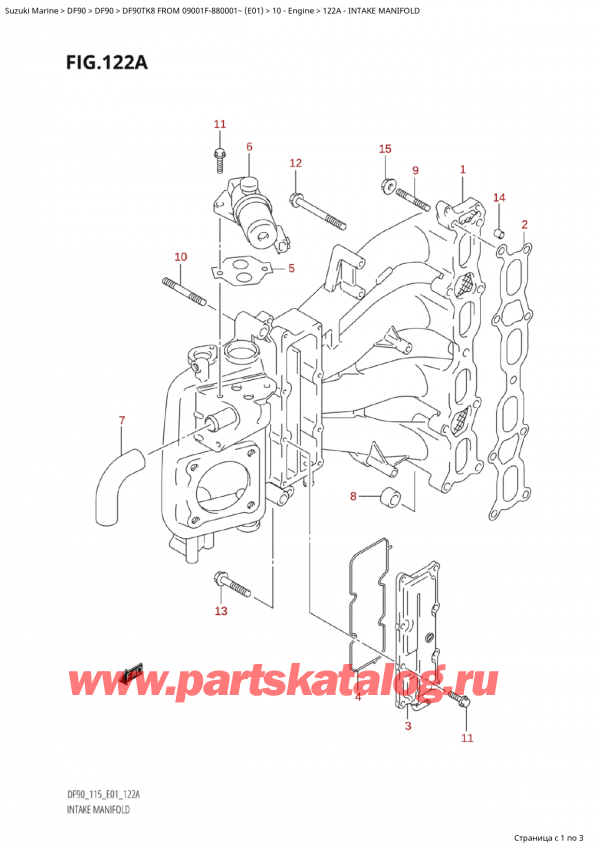   ,   , SUZUKI Suzuki DF90TK8 FROM 09001F-880001~  (E01) - 2008  2008 , Intake Manifold -  