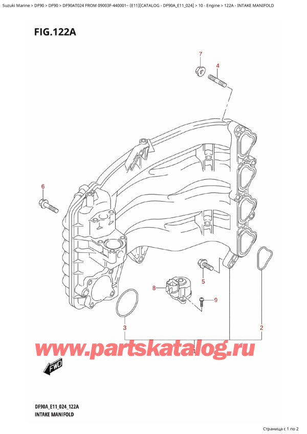   ,   , Suzuki DF90A TL / TX FROM 09003F-440001~  (E11 024), Intake  Manifold