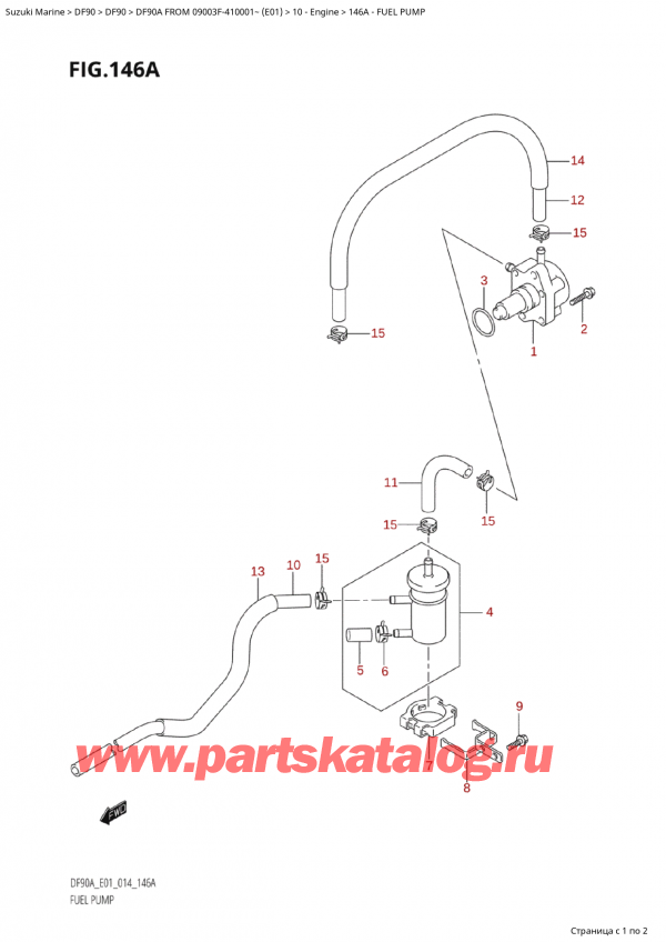 �������������, �� ���������, Suzuki Suzuki DF90A TS / TL FROM 09003F-410001~  (E01) - 2014, Fuel Pump