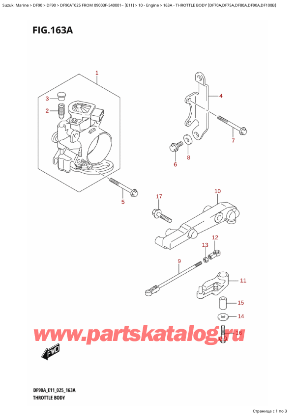,  , SUZUKI DF90A TS / TL FROM 09003F-540001~ (E11 025)  2025 , Throttle  Body  (Df70A,Df75A,Df80A,Df90A,Df100B) /   (Df70A, Df75A, Df80A, Df90A, Df100B)