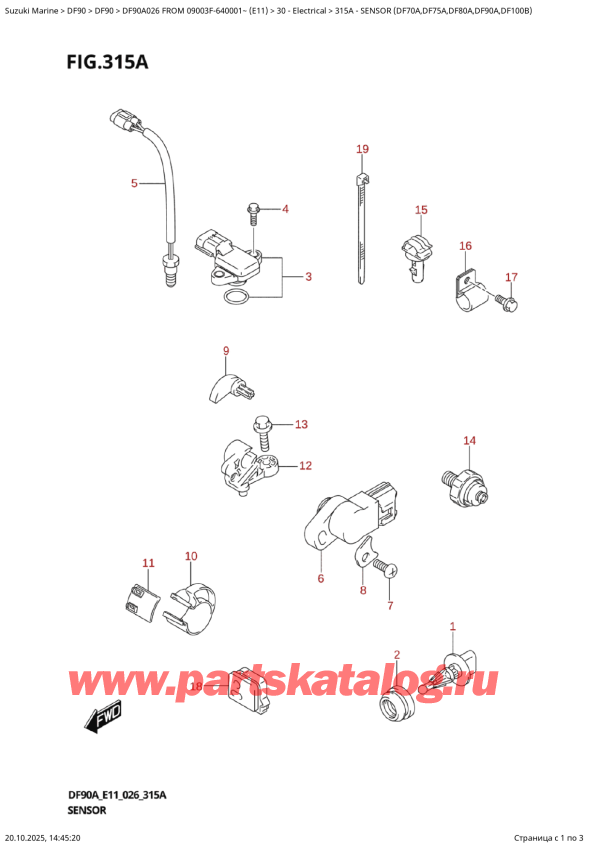  ,   , Suzuki DF90A TL / TX FROM 09003F-640001~ (E11 026), Sensor  (Df70A,Df75A,Df80A,Df90A,Df100B)