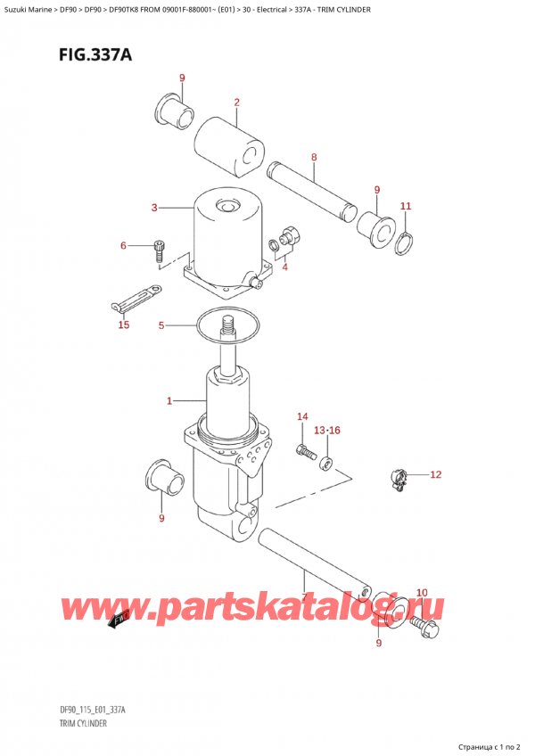 �������������, �� �����, Suzuki Suzuki DF90TK8 FROM 09001F-880001~  (E01) - 2008, Trim Cylinder