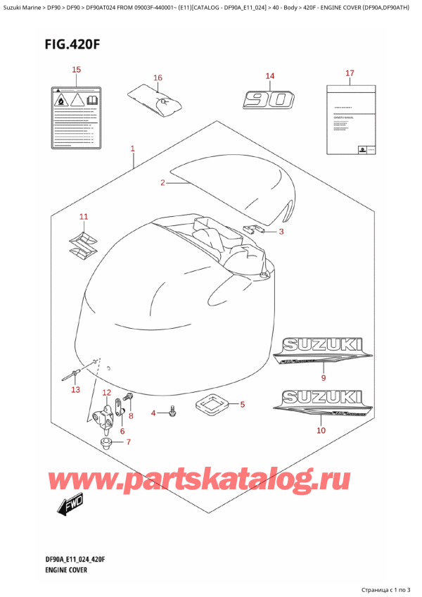  ,   , Suzuki DF90A TL / TX FROM 09003F-440001~  (E11 024)  2024 , Engine Cover (Df90A,Df90Ath)