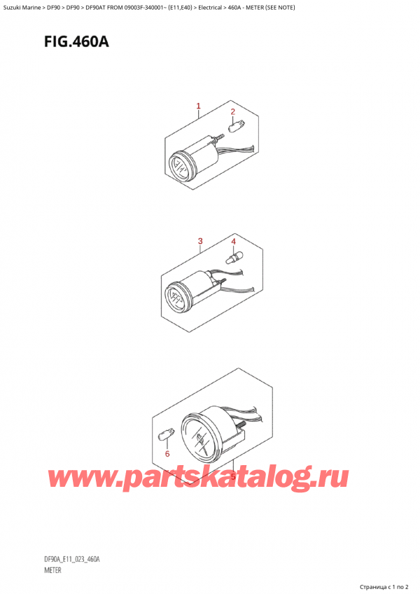  ,   ,  Suzuki DF90A TS / TL FROM 09003F-340001~ (E11) - 2023, Meter (See Note)