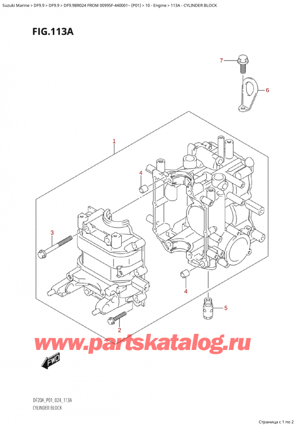   ,   , SUZUKI Suzuki DF9.9BR S / L FROM 00995F-440001~  (P01 024), Cylinder Block