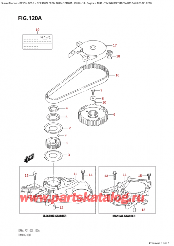  ,    ,  Suzuki DF9.9A S / L FROM 00994F-240001~  (P01) - 2022  2022 ,   ( (Df8A, Df9.9A) : (020, 021, 022) ) - Timing Belt  ((Df8A,Df9.9A):(020,021,022))