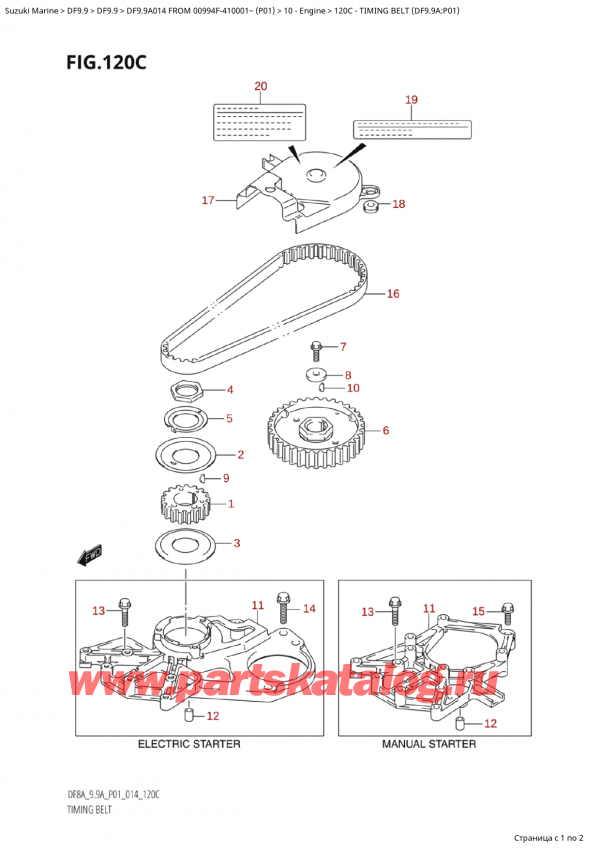  ,  ,  Suzuki DF9.9A S / L FROM 00994F-410001~  (P01) - 2014, Timing Belt (Df9.9A:p01)