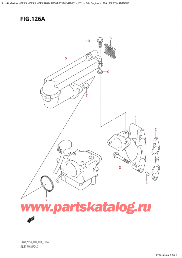 ��������� ��������, �� �������� �����, SUZUKI Suzuki DF9.9A S / L FROM 00994F-410001~  (P01) - 2014 ������ 2014 ����, Inlet Manifold