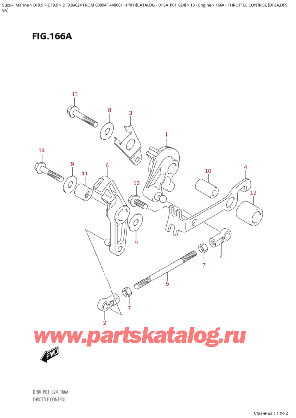  ,   , Suzuki DF9.9A S / L FROM 00994F-440001~ (P01 024), Throttle Control  (Df8A,Df9.9A) /   (Df8A, Df9.9A)