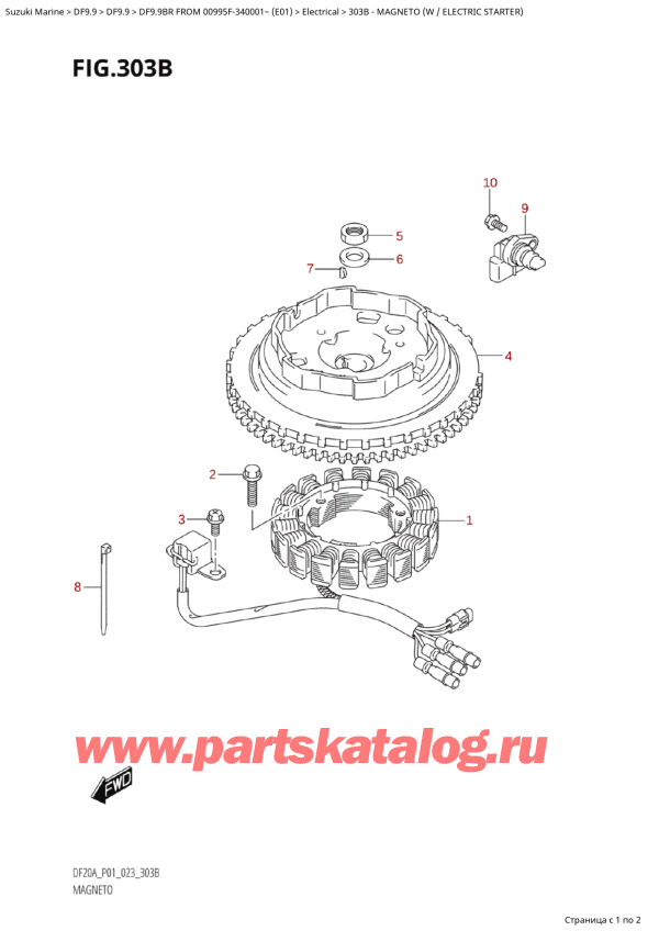  ,   , Suzuki Suzuki DF9.9BR S / L FROM 00995F-340001~ (E01) - 2023  2023 , Magneto (W / Electric Starter) -  (W / )