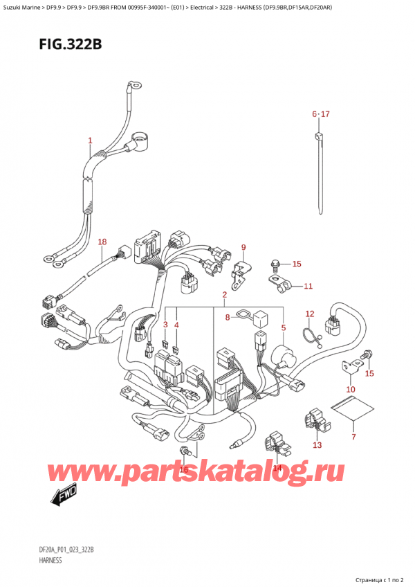   ,    , Suzuki Suzuki DF9.9BR S / L FROM 00995F-340001~ (E01) - 2023  2023 , Harness (Df9.9Br,Df15Ar,Df20Ar)