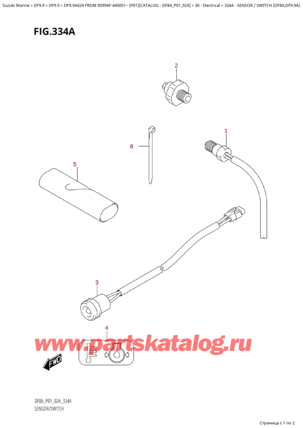  ,    , Suzuki DF9.9A S / L FROM 00994F-440001~ (P01 024), Sensor / Switch  (Df8A,Df9.9A) /    (Df8A, Df9.9A)