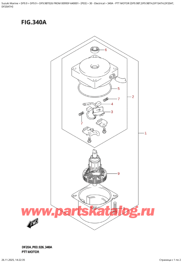 ������ �������������, �� ��������� ���������, Suzuki DF9.9BT S / L FROM 00995F-640001~ (P03 026) ������ 2026 ����, Ptt  Motor  (Df9.9Bt,Df9.9Bth,Df15Ath,Df20At,