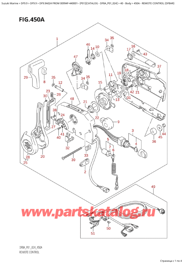   ,  , Suzuki DF9.9A S / L FROM 00994F-440001~ (P01 024)  2024 ,   (Df8Ar) / Remote  Control  (Df8Ar)