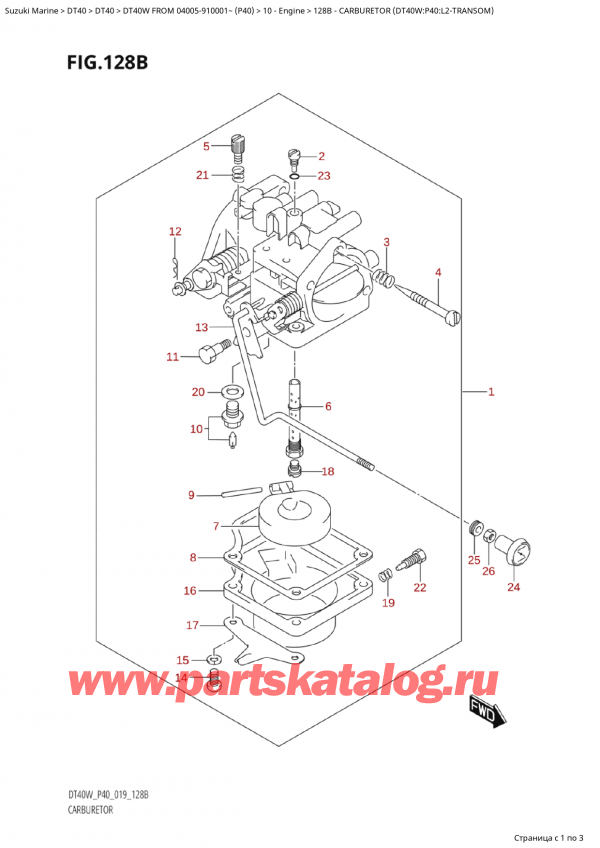 ������ ��������, �� ���������, Suzuki Suzuki DT40W S / L FROM 04005-910001~ (P40) - 2023, Carburetor (Dt40W:p40:L2Transom)