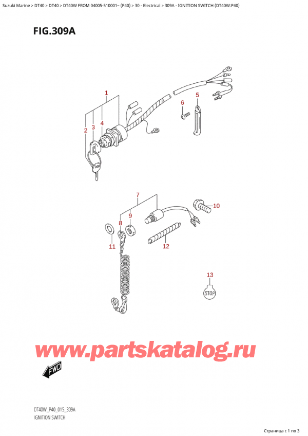  ,   , Suzuki Suzuki DT40W S / L FROM 04005-510001~ (P40 015) , Ignition  (Dt40W: p40)