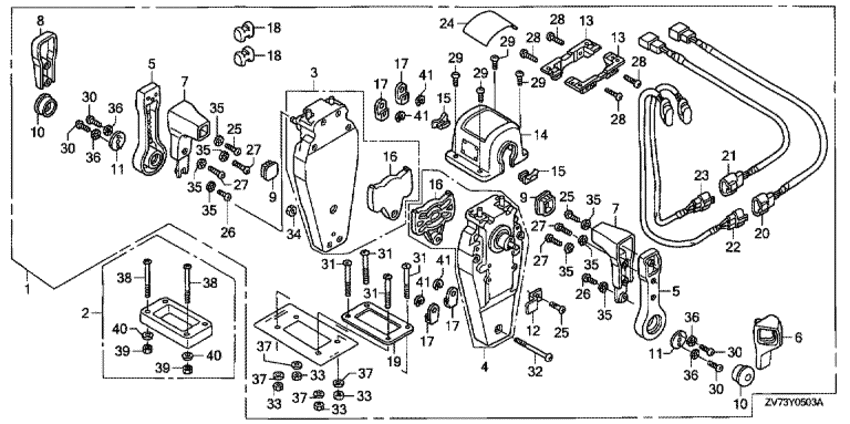 ��������� ������-������� �������� ����� Honda BF25D4 - Remote Control (top Mount Dual Type) (left)