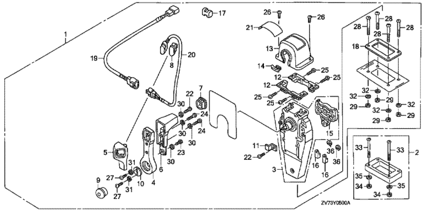 ��������� ������ ������� �������� ����� Honda BF30D4 - Remote Control (top Mount Single Type) (right)