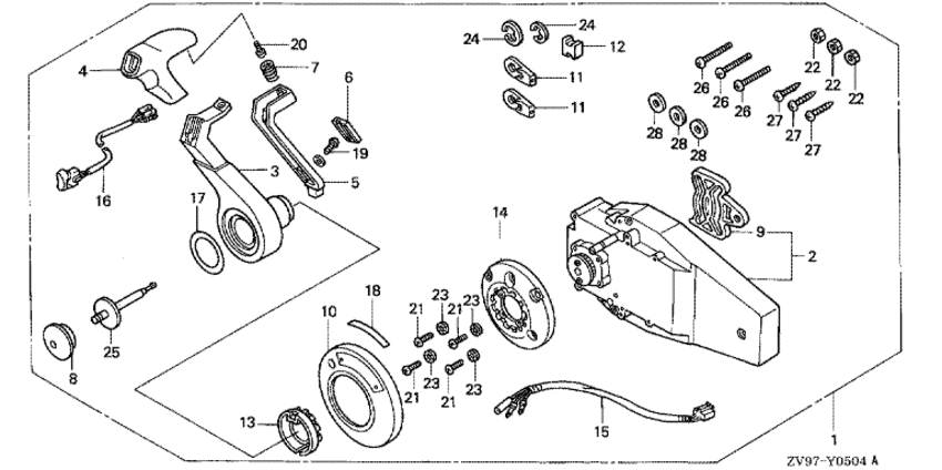 ��������� fourstroke �������� ����� HONDA BF30A3 - Remote Control (top Mount Type) (right) - ������������� ���������� (top mount type) (������)