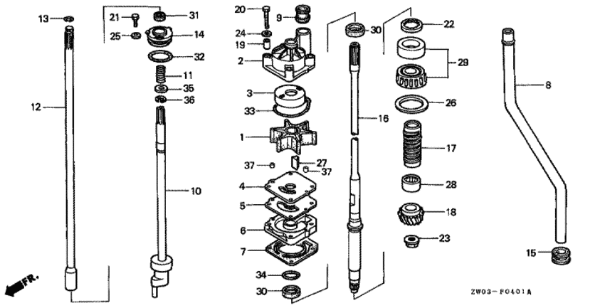 ��������� ������������� ��������� BF75AX - Water Pump / Vertical Shaft (bf75av,x,1 / Bf90av,x,1)