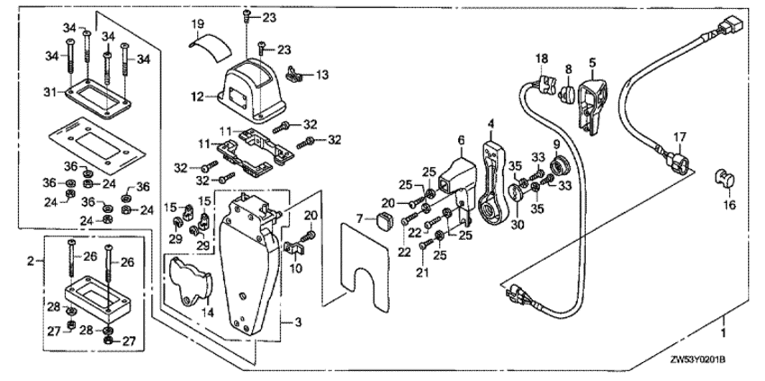 ��������� �������� 4x-������� ��������� HONDA BF130A2 - Remote Control (top Mount Single Type) (left) / ������������� ���������� (���������, �����, ������ ������)