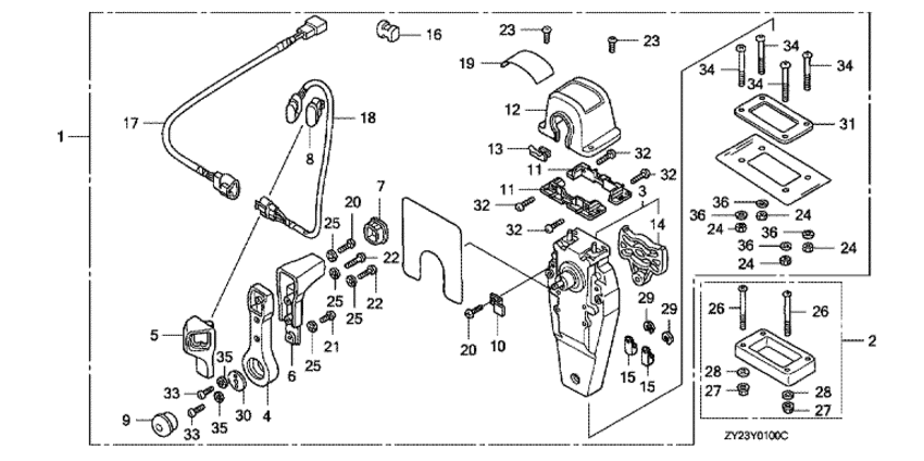 �������� fourstroke ����� BF225A2 - Remote Control (top Mount Single Type) (right) - ������������� ���������� (���������, ������, ������ ������)