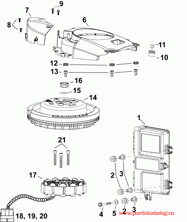 ��������� ��������� Evinrude E50DTLAGA  - emm, Stator, Flywheel