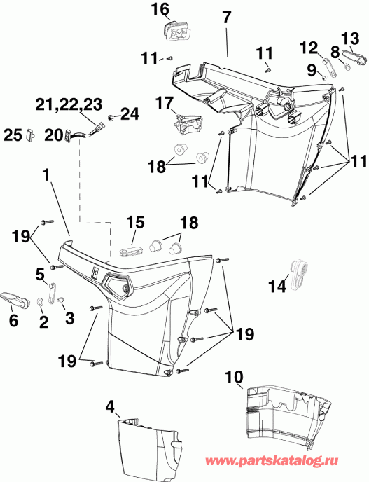 ��������� ��������� Evinrude E60DGTLAGC  - lower Engine Cover - ������ ������ ���������