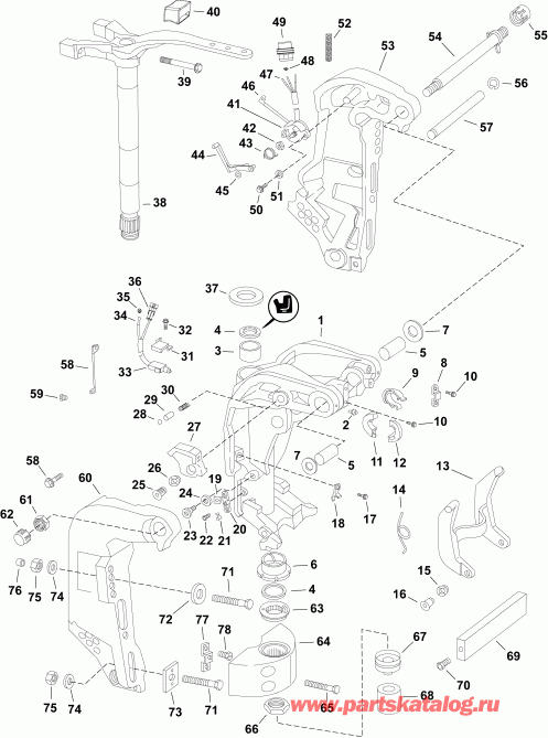 ��������� ����� EVINRUDE E105DGJABF  - swivel Bracket - ���������� ���������