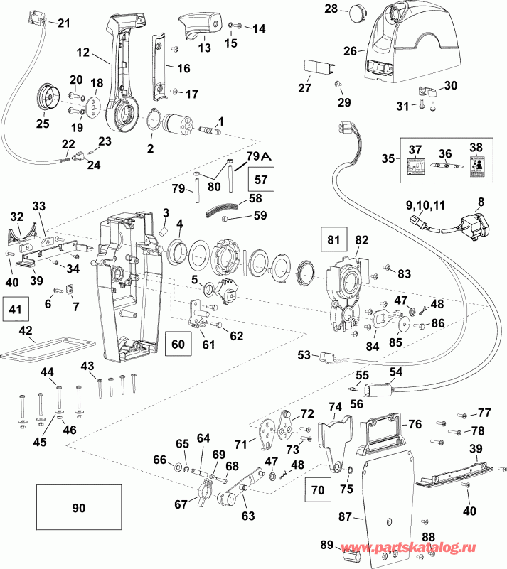 ��������� ����� Evinrude E10TPL4ABA  - binnacle Mount Remote Control / binnacle ��������� ������������� ����������