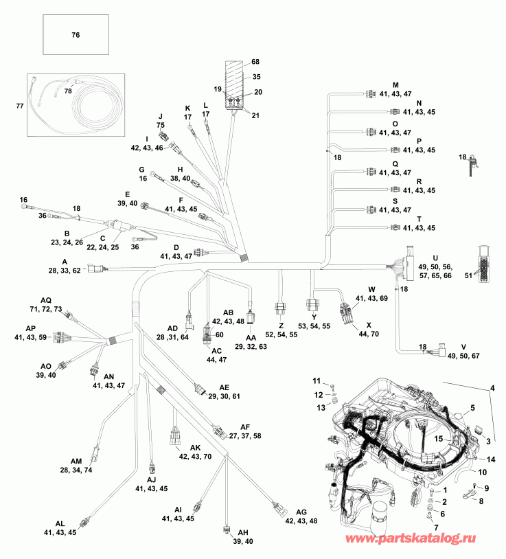 ����� EVINRUDE E115HSLABA  - electrical Harness - ��������� - ���� ��������
