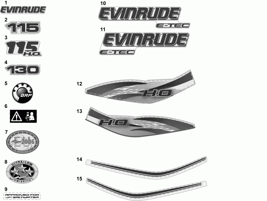 �������� ����� Evinrude E130DPXABA  - decals - White / �������� - �����