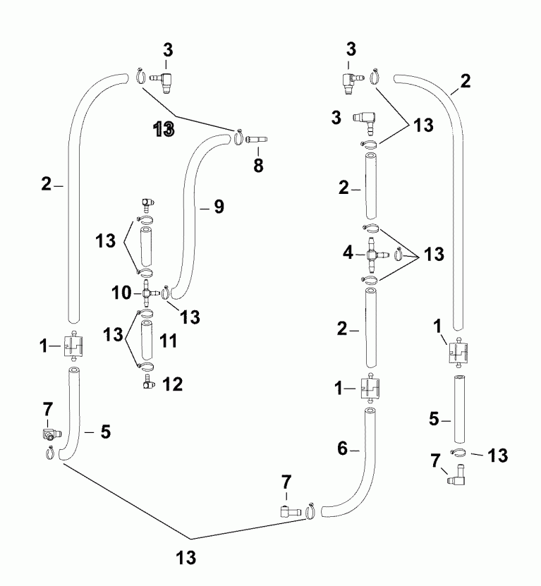 �������� ��������� ����� EVINRUDE E150HGXABA  - oil Recirculation System / C������ ������������ �����