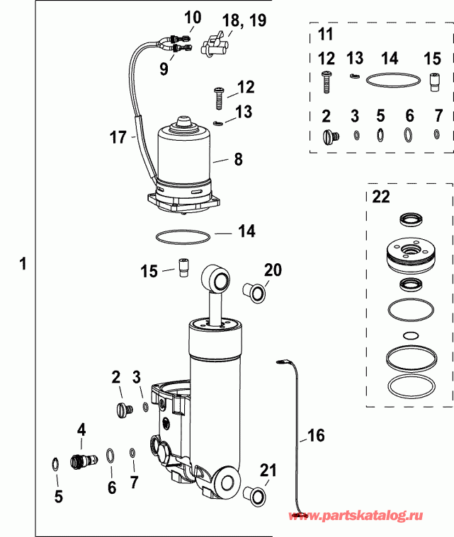 ��������� ����� EVINRUDE E15HPSXABA  - trim & Tilt Hydraulic Assembly / trim & Tilt Hydraulic Assembly