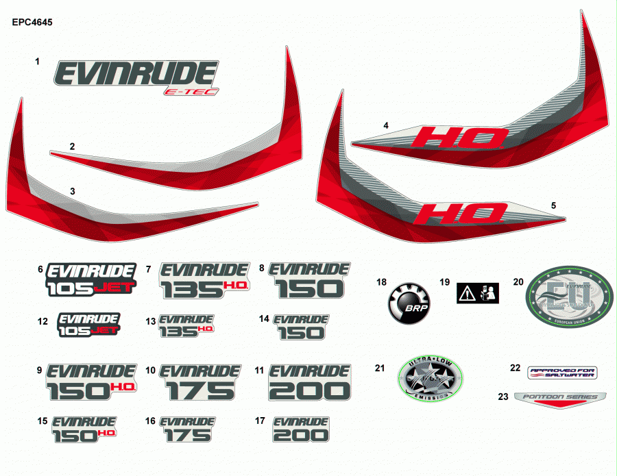 ��������� ����� Evinrude E175DSLABB  - �������� / decals