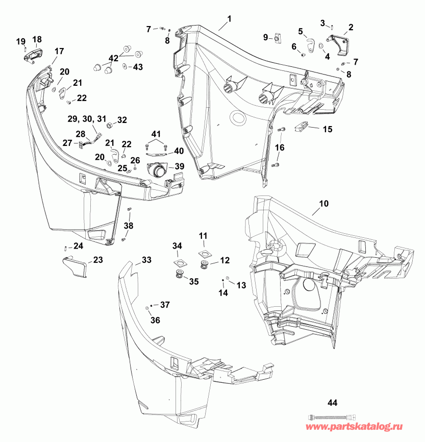 ��������� Evinrude E175DSLABG  - ������ ������ ��������� - lower Engine Cover