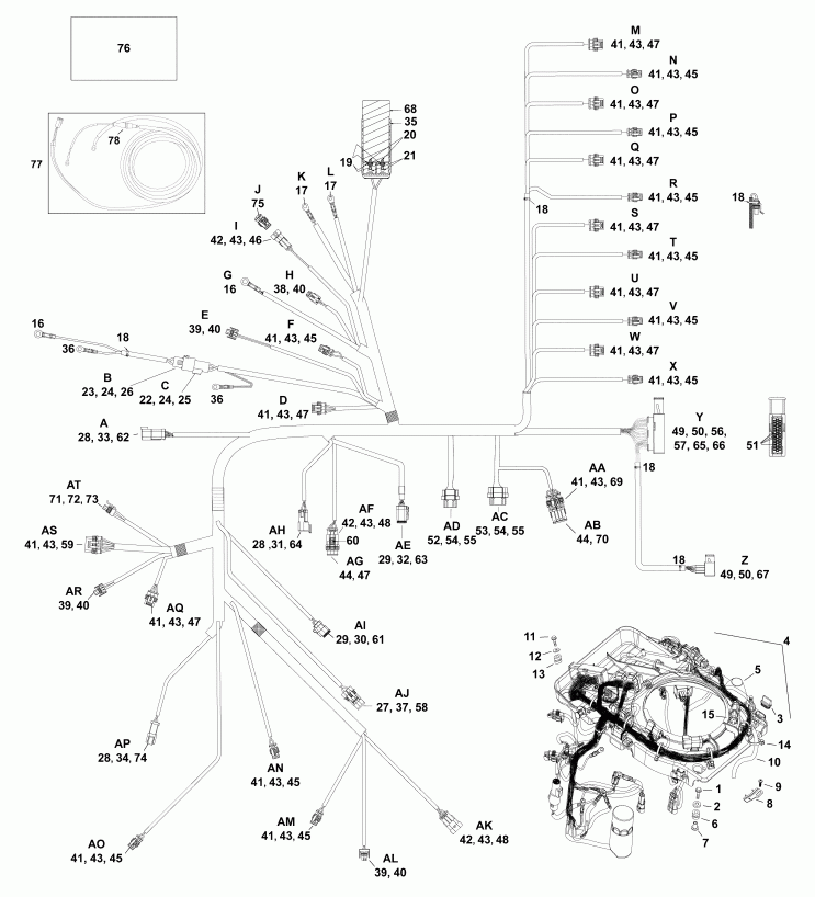 �������� ��������� ����� Evinrude E200DCXABB  - electrical Harness