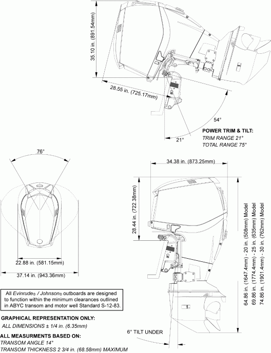��������� ����� EVINRUDE E225DCXABA  - profile Drawing