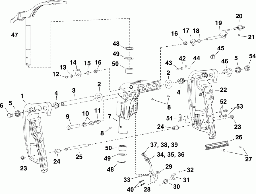 �������� ����� EVINRUDE E25DPSLABA  - swivel Bracket - Dpl, Dps, Dtl, Dts - ���������� ��������� - Dpl, Dps, Dtl, Dts